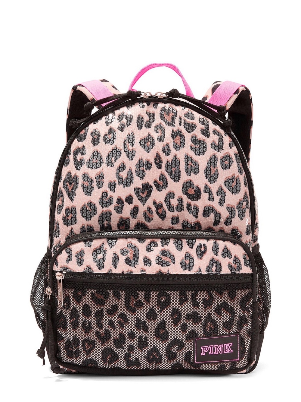 NWT PINK Victoria's Secret Leopard Sequin 16.3 Liters Campus Backpack